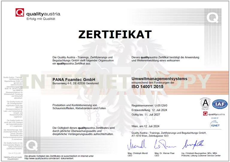 ISO 14001 Zertifizierung